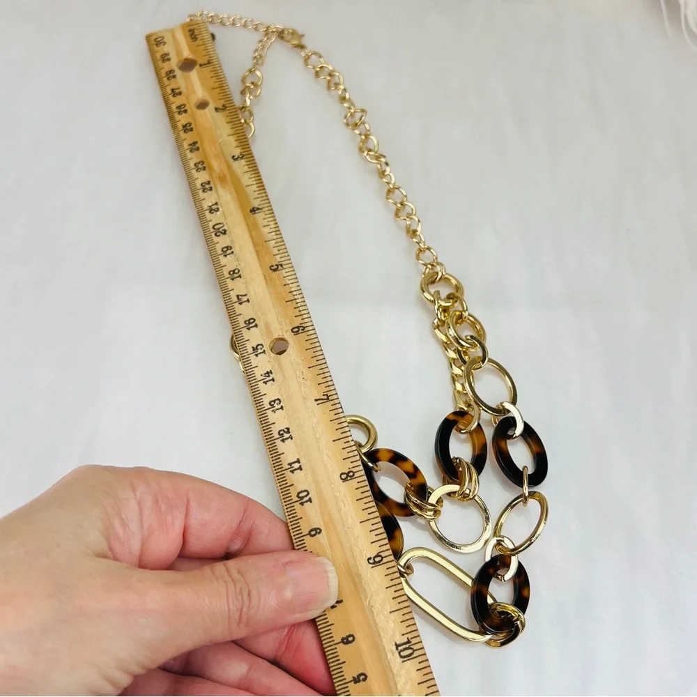 Beautiful goldtone brown double chain necklace